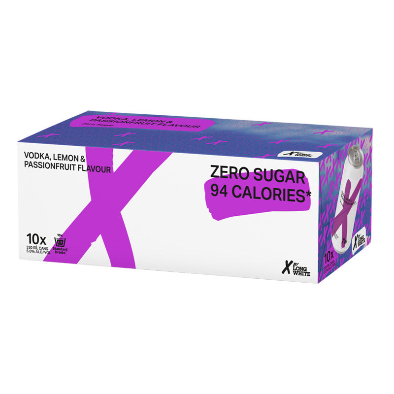 X by Long White Zero Lemon & Passionfruit 10pk 330ml cans