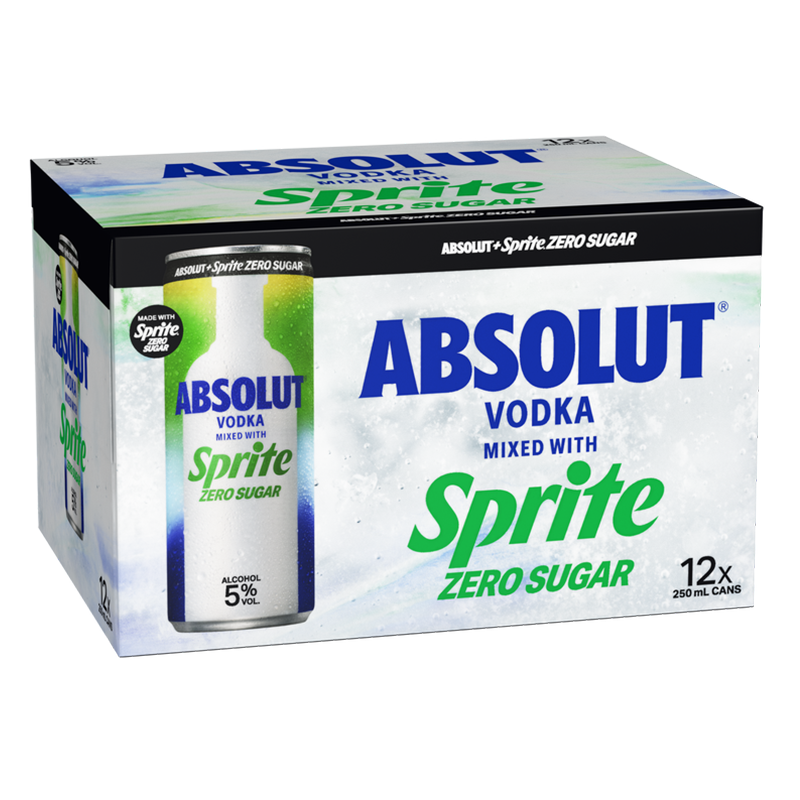 Absolut Vodka Mixed With Sprite Zero 5% 12x 250ml cans