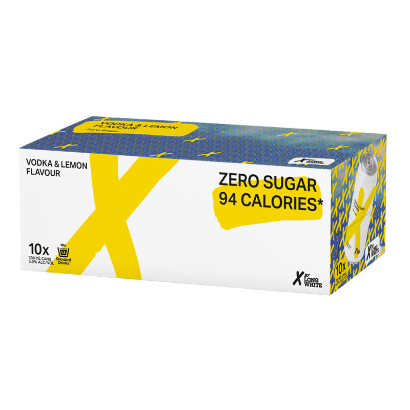 X by Long White Zero Lemon 10pk 330ml cans